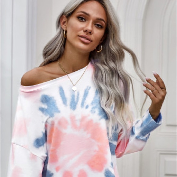 Tops - Cotton Candy Color Tie Dye Slouchy Pullover New Boutique